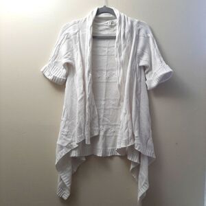 Croft and Barrow Open Front Waterfall Knit Cardigan White, short sleeves